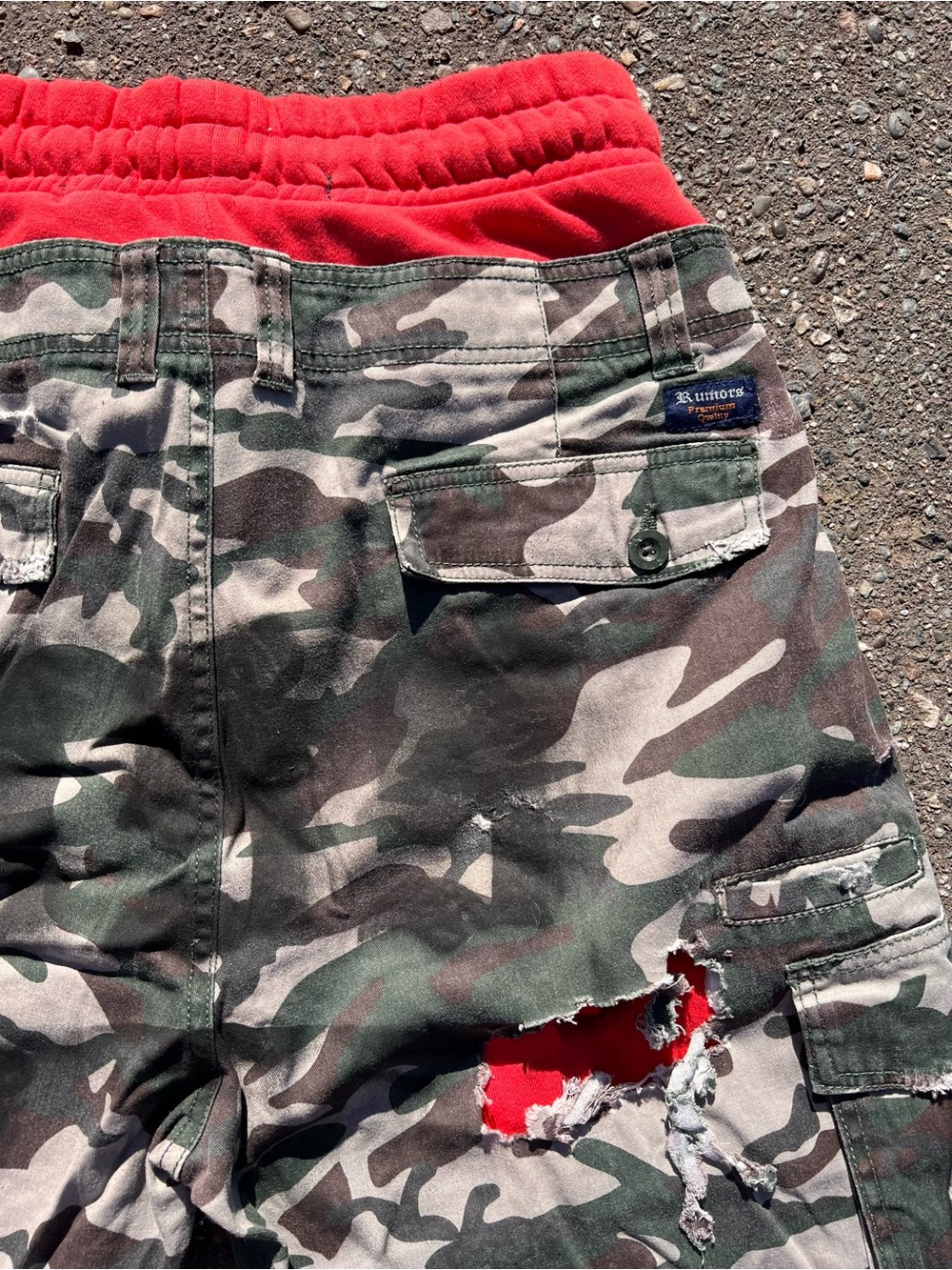 Novocento Novantanove distressed camo layered hybrid shorts - Picture 4 of 12